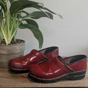 Red Dansko clogs
